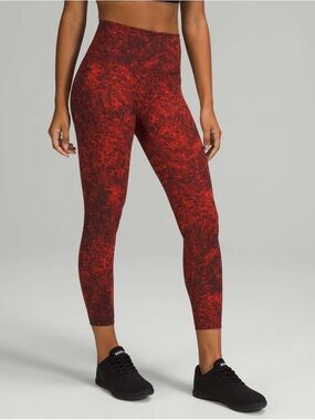 Lululemon Wunder Train High-Rise Tight 25" - Denim Wash Print Autumn Red Black